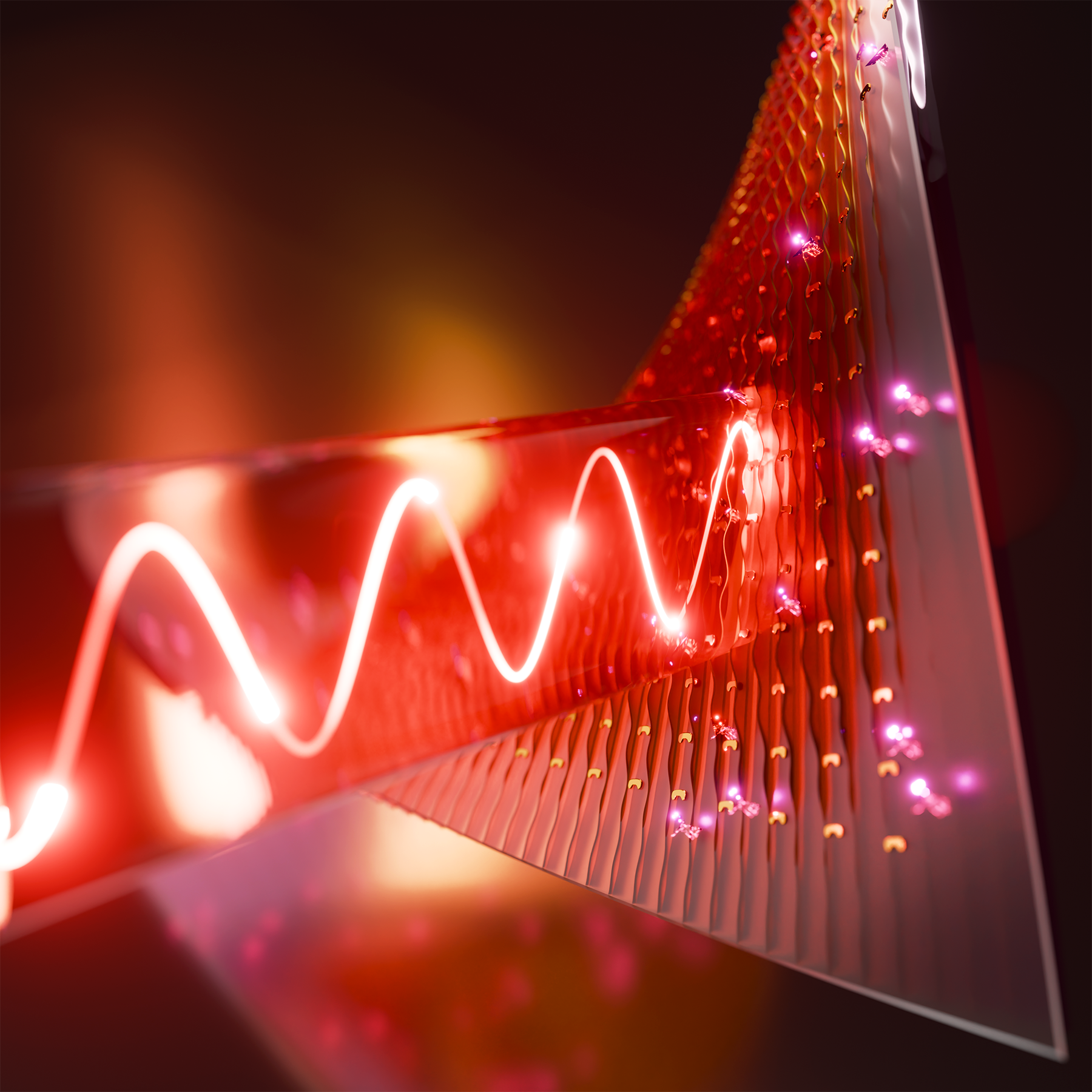 Artistic rendering of high Q resonator and molecules